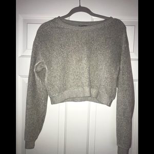 Cropped crew neck sweatshirt